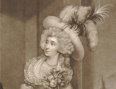 Detail of a print showing
Elizabeth Peschell