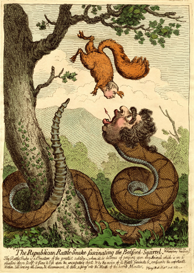 The Republican Rattle-Snake Fascinating the Bedford-Squirrel