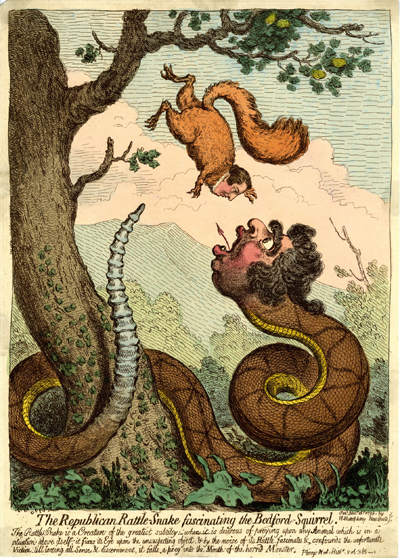 The Republican Rattle-Snake Fascinating the Bedford-Squirrel