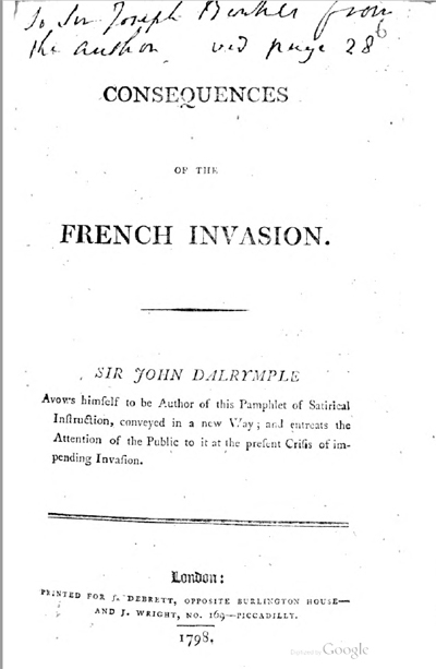 Title page of Consequences of the French Invasion