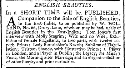 Ad for a Companion to A Sale of English Beauties