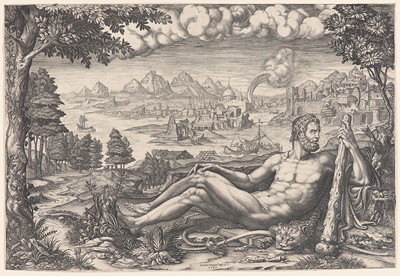 Hercules Reposing in a Landscape